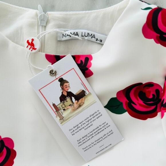 MAMA LUMA GIRLS IVORY & PINK ROSE DRESS NEW Size 9-10 Party Wedding Pageant - Picture 6 of 7